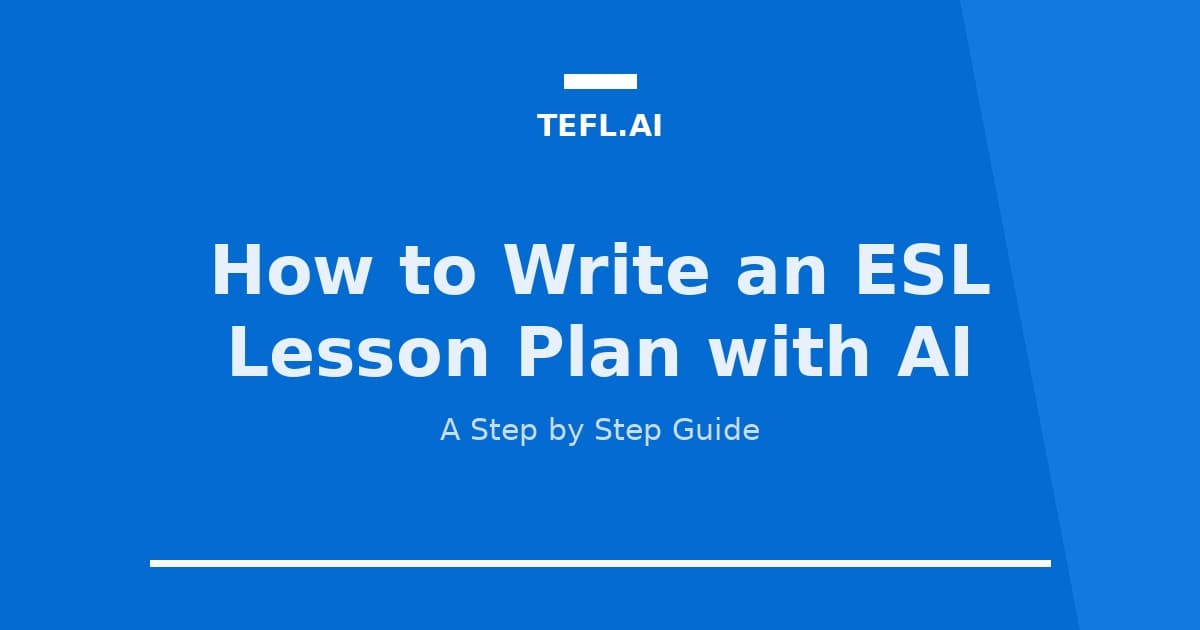 Teacher using AI to build an AI ESL lesson plan on a laptop (tefl.ai guide card)