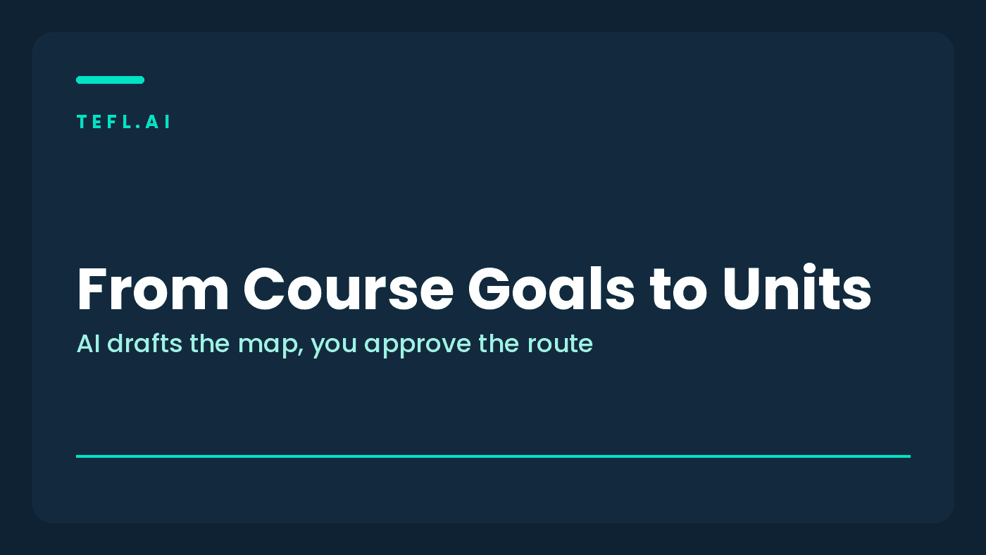 Branded card on using an AI curriculum generator to turn English course goals into unit maps
