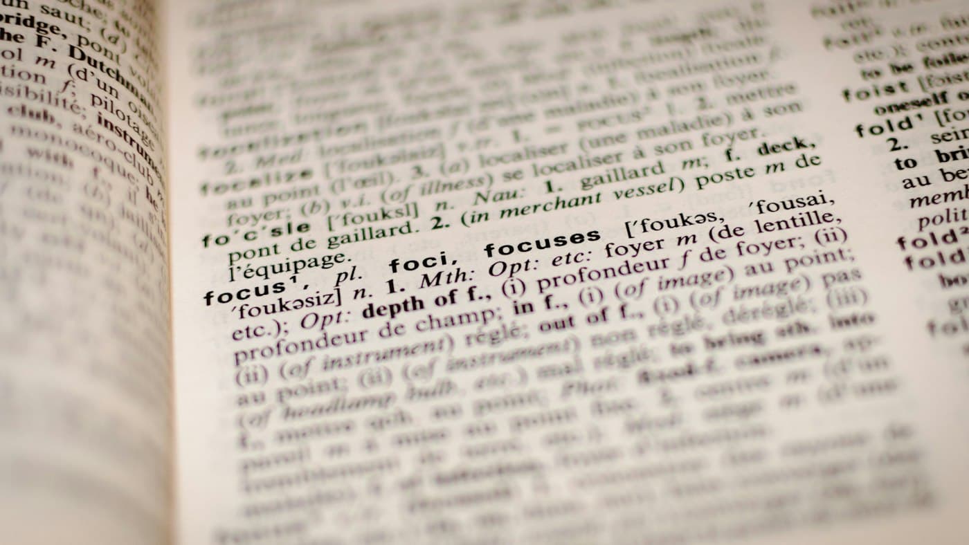 Open dictionary page showing a word definition for teaching English vocabulary